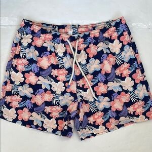Southern Tide Blue Pink Floral Swim Trunks XL